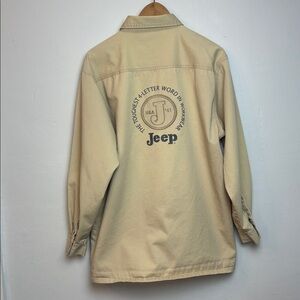 VTG Jeep Men’s Workwear Long Sleeve Button Down Beige Heavy Shirt Large
